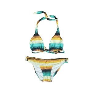 ViX Paula Hermanny Delta Bia Striped String Bikini Size Sm Top Bottom Beach Pool